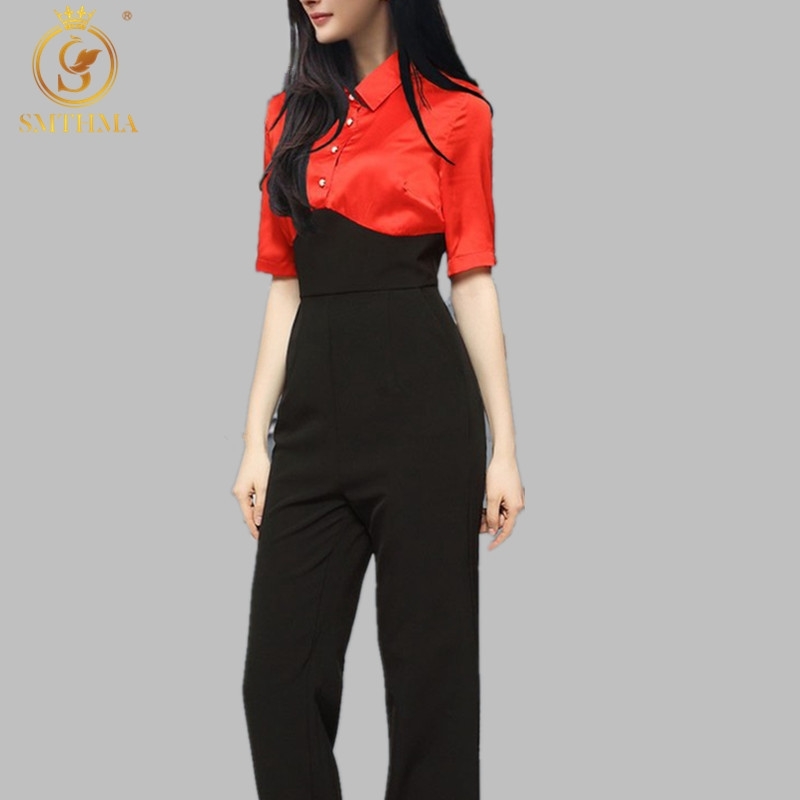 

Women Girls Spring Fashion Runway Elegant OL Splice Rompers Jumpsuit Stitching Combinaison Femme 210520, Photo color