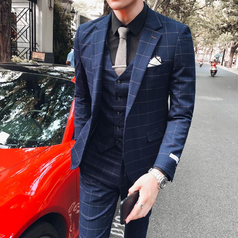 

Men's Suits & Blazers ( Jackets + Pants ) Blazer With Boutique Fashion Plaid Mens Business Casual Suit Two Piece Set Groom Wedding Dress, White;black