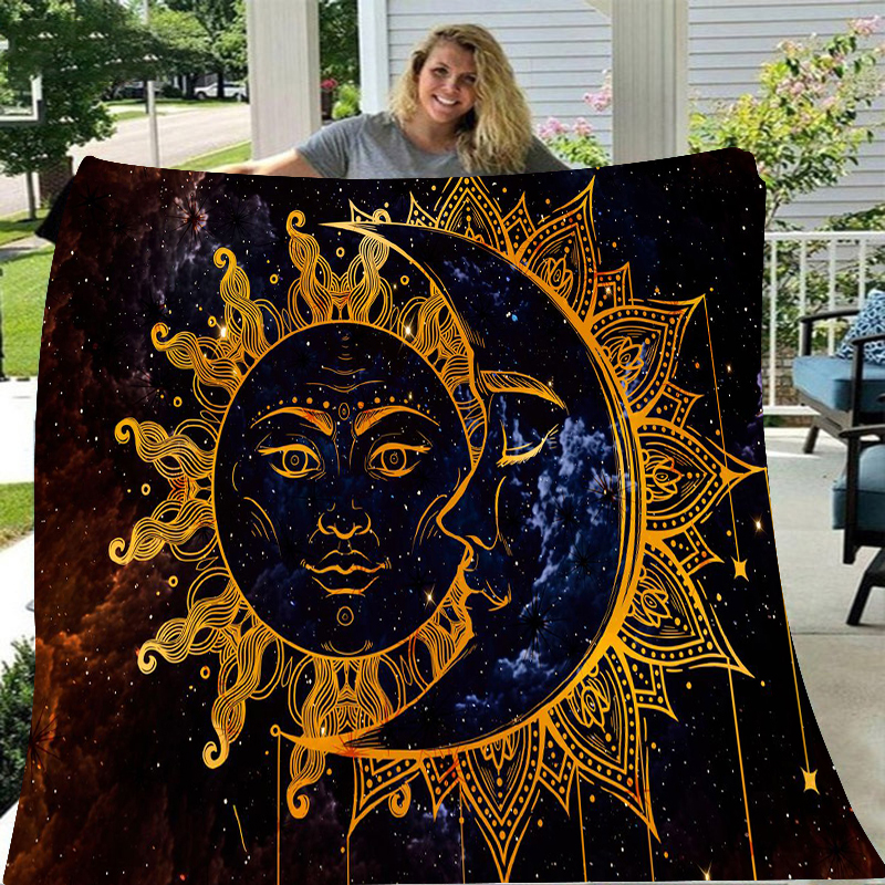 

3D Printing Sun Totem Blanket Warm Winter Flannel Unisex Blanket Sofa Nap Rectangle Throwing Blanket