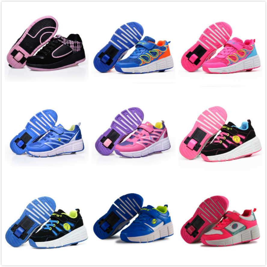 

2019 Adult Kids Glowing Sneakers Jazzy Junior Girls Boys Roller Skates Shoes With one Wheel Children Sport Luminous Casual Shoes G1025, Black white