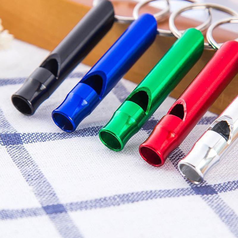 

Keychains Self Defense Keychain Aluminum Alloy Whistle Key Ring Woman Outdoor Survival Camping Random Color