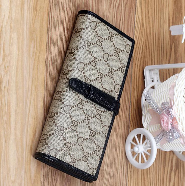

Factory outlet women handbag printed leather wallet belt decoration multifunctional womens long wallets trend contrast leathers storage purs, Grey2-162(boutique box)