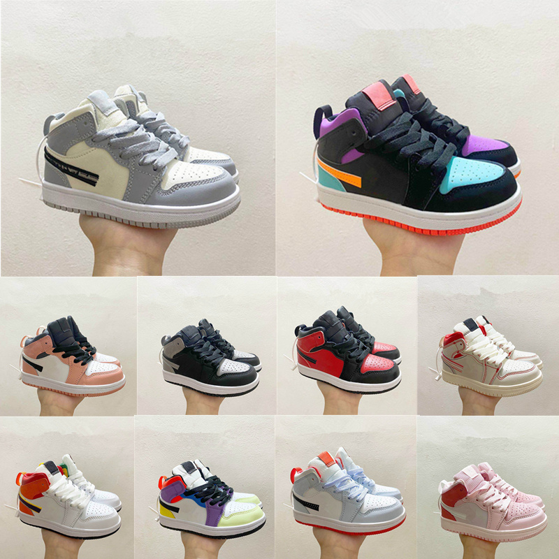 

2021 Jumpman 1 Kids Basketball Shoes Children Toddler Sports Red Chicago Boy Girls 1s Basket Ball Pour Enfants Athletic Sneakers size 22-35, As photo