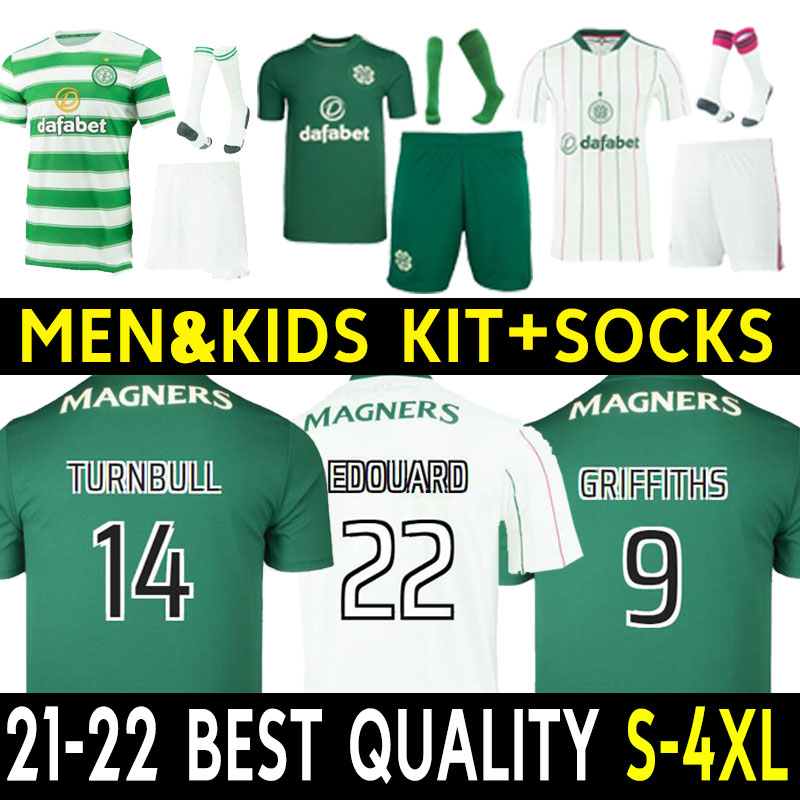 

2021 2022 Celtic soccer jersey home green #22 EDOUARD 21/22 away shirts #19 JOHNSTON #9 GRIFFITHS Men third customized football uniforms full set socks goalkeeper palyer
