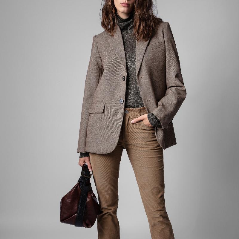 

Women' Suits & Blazers 2021 Autumn And Winter Fashion Wool Ladies Blazer, Brown