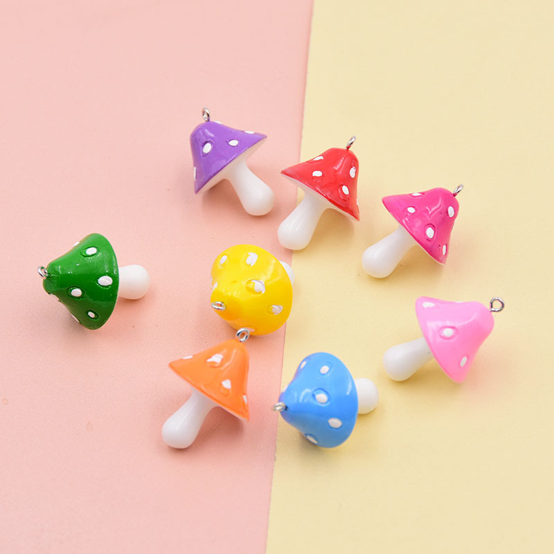 

Colorful Mushroom Charms Jewelry Finding Cute Simulated Food Resin Floating Pendant Craft Making Diy Earings Jewelry, Bronze;silver