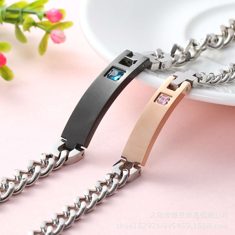 

bracelet Cross Stainless Steel Bracelet lovers titanium steel jewelry typing engraved mark lover gift zircon, Golden;silver
