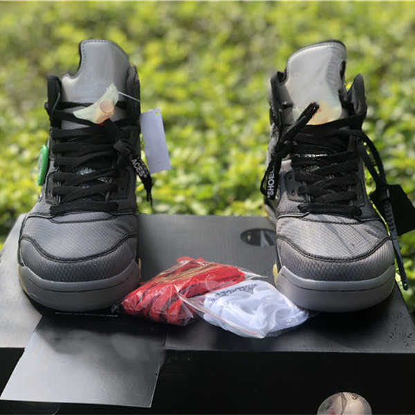 

Jumpman V 5 OW Mens Basketball Designer Shoes Off Union 5s Muslin Black Yellow Sports Sneakers With Box Size US5.5-13