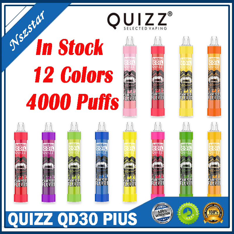 

Original VAPMOD Quizz QD30 Plus Disposable Device Kit E-cigarettes 4000 Puffs Rechargeable USB 650mAh Battery 12ml Prefilled Pod RGB Light V