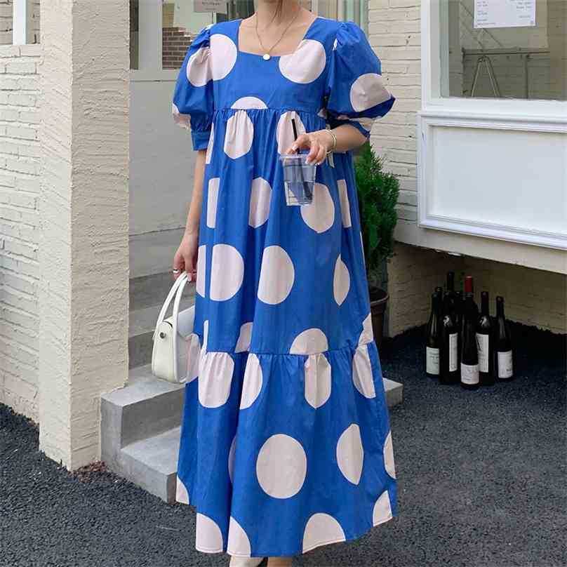 

Princess Chic Oversize Polka Dots Femme Comfortable Summer Loose Gentle Sweet Stylish Long Dresses Vestidos 210525, Photo color