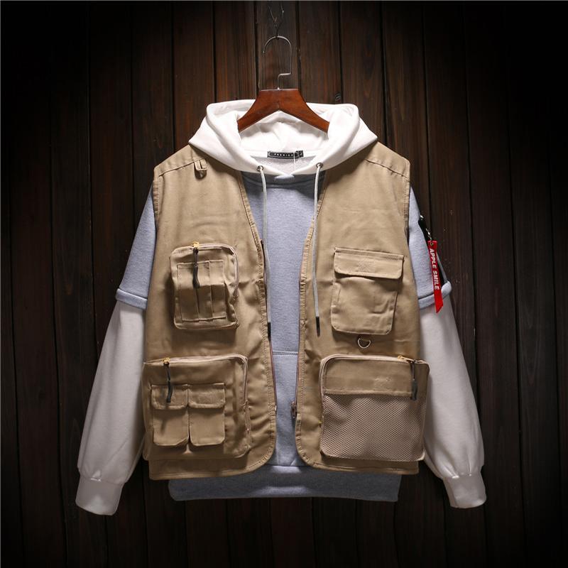 

Men's Vests Black Multi-pocket Volunteer Vest Women Pography Men Sleeveless Casual Jacket Fishing Equipment Oversiz