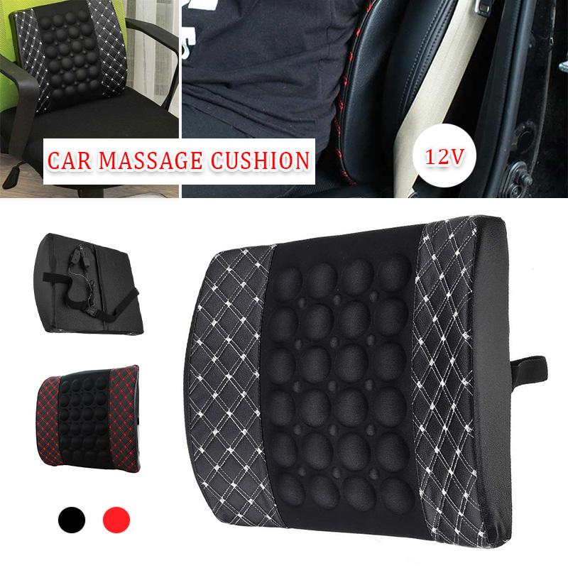 

Seat Cushions 12V Car Massage Lumbar Cushion Office Electric Back Waist Support