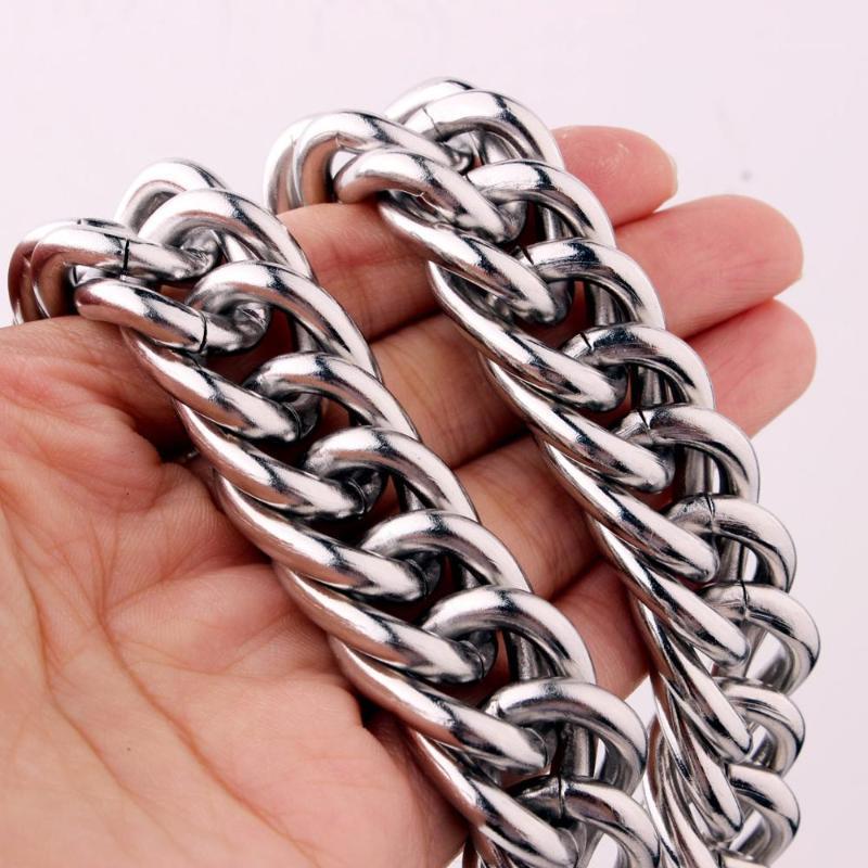 

Arrive 19MM Heavy Silver Color Stainless Steel Big Double Cuban Curb Chain Jewelry Men's Necklace Or Bracelet 7-40inch Chains