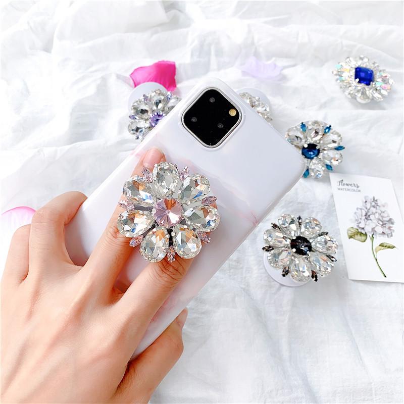 

Cell Phone Mounts & Holders Universal Gemstone Flower Mobile Holder Stand Diamond Female Luxury Grip Accessories