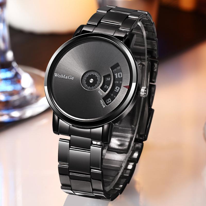 

Wristwatches WoMaGe Fashion Mens Creative Watches Men Stainless Steel Quatrz Luxury Personalized Clock, 5005silver black