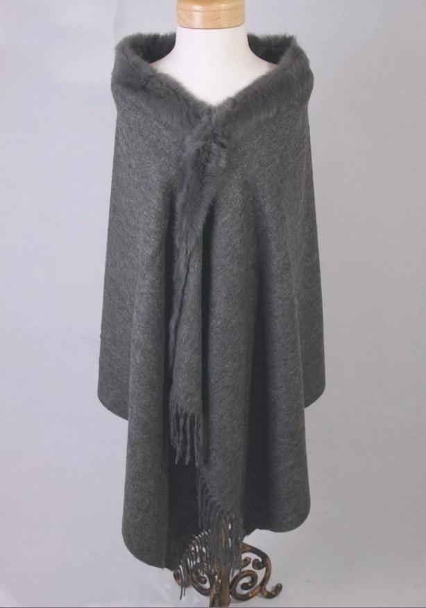 

Scarves Gray Women's 100% Wool Cape High Quality Fur Cashmere Stole Solid Color Poncho Wrap Oversize 180 X 70cm 011610