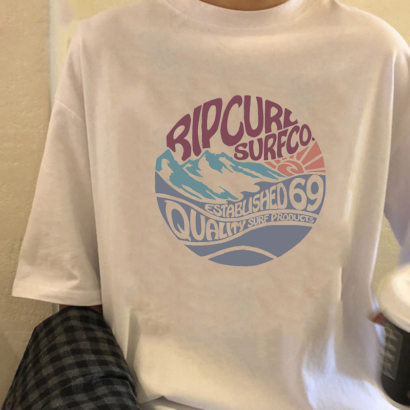 

Ripcurl Surf Vintage Women Tee Summer Beach Style Cotton Short Sleeve Oversized T Shirt Tops Grunge Aesthetic Fashion Egirl Tees 210518, White tee