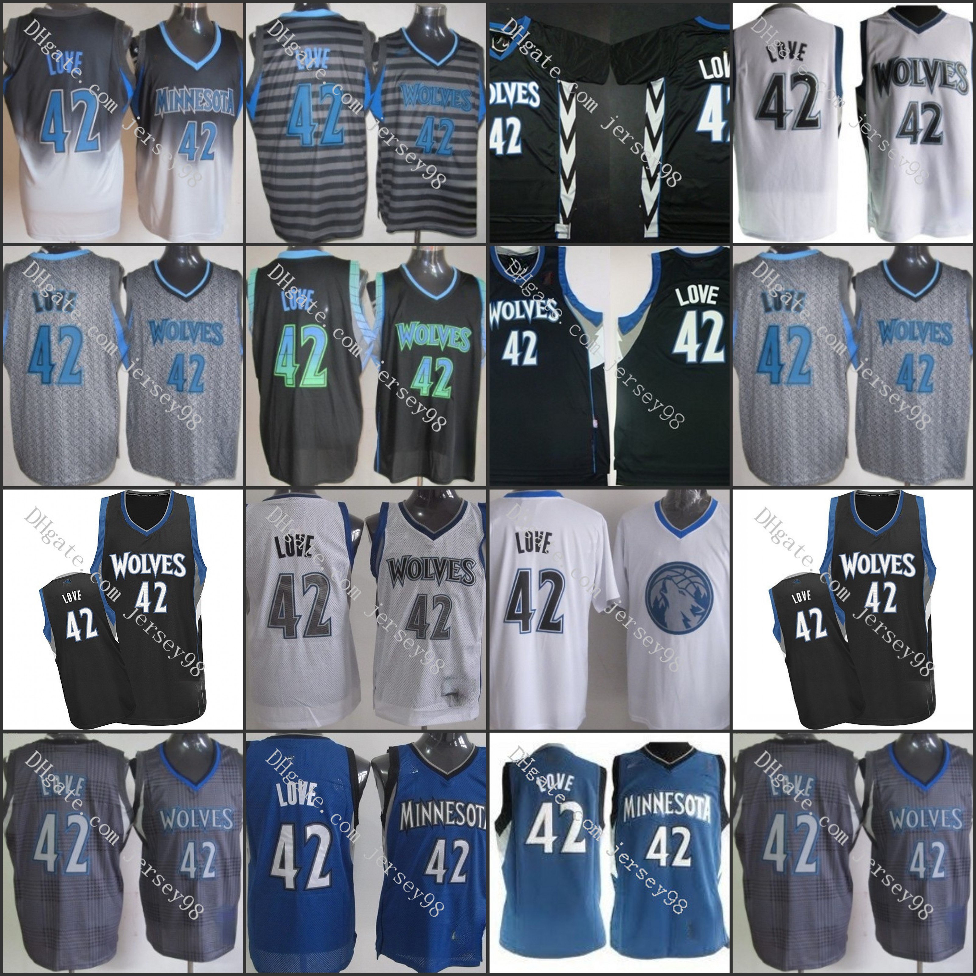 

MinnesotaTimberwolvesmen #42KevinLove retro BasketballJersey, Black