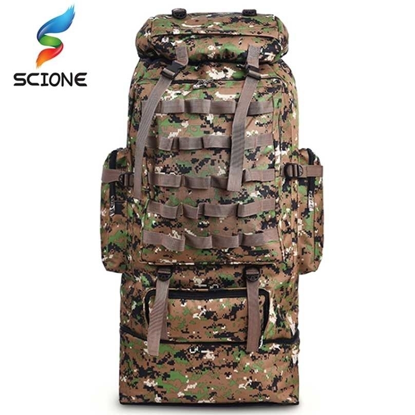 

100L Large Capacity Outdoor Tactical Backpack Mountaineering Camping Hiking Military Molle Water-repellent Bag 211028, Black 2
