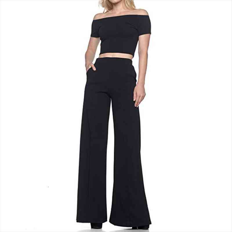 

fashion women pants high waist dress pants office lady plus size loose wide leg flare solid color business, Black;white