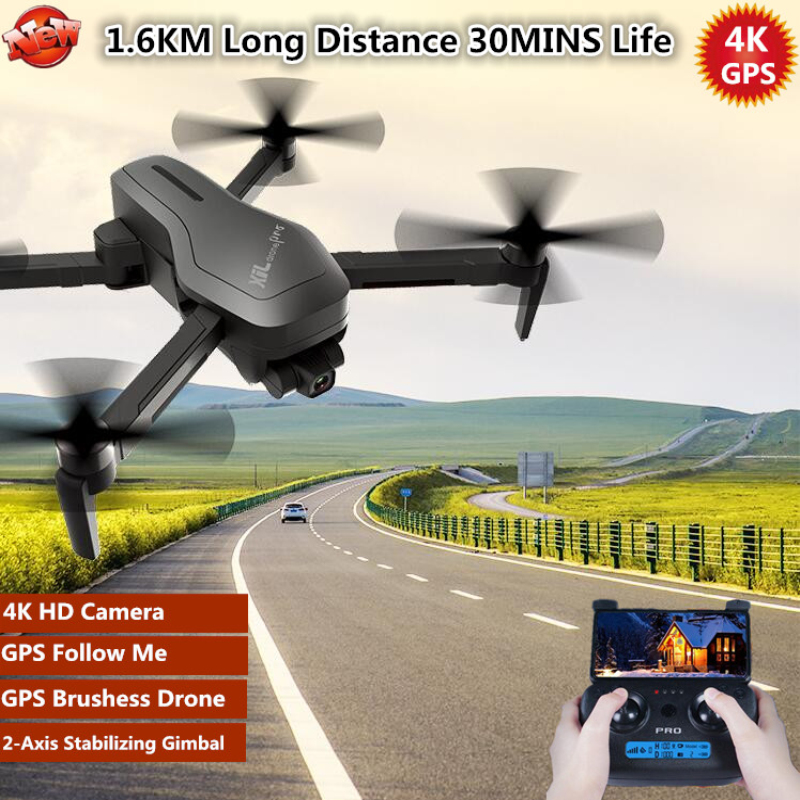 

Brushless GPS 4K 5G WiFi Live Video FPV Quadrotor 5G 30MINS 1.6KM 2 axis Anti-Shake Gimbal GPS Follow Me RC Drone VS L109 K1, 4k 1 battery no bag
