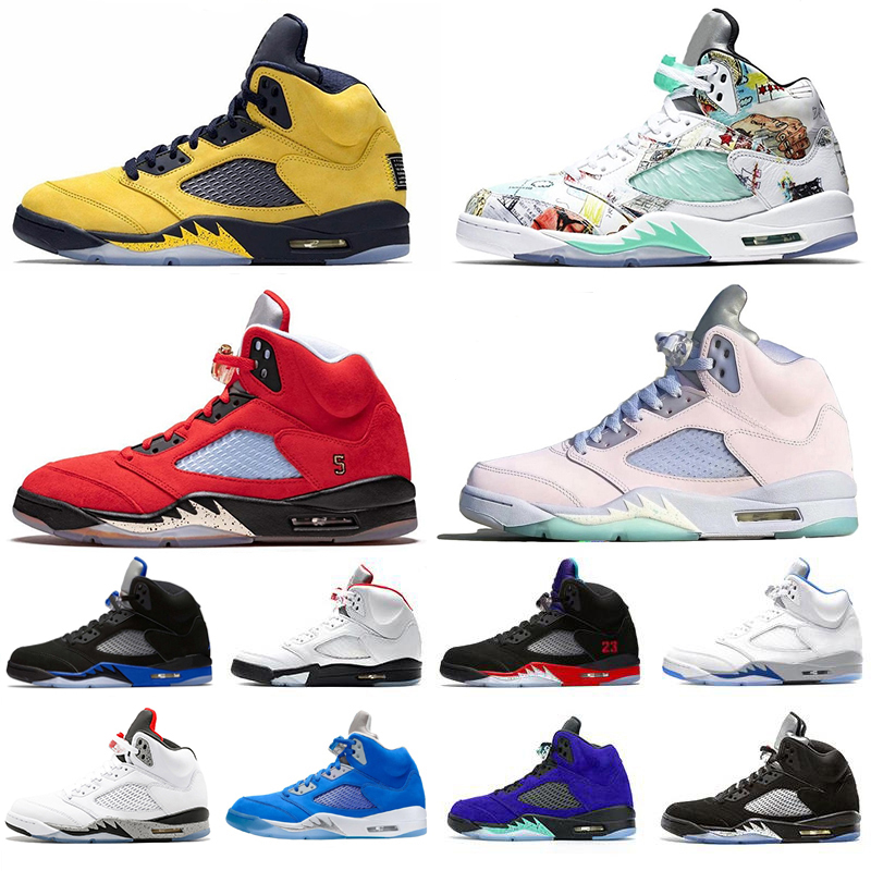 

Jumpman 5 5s mens basketball shoes Concord Easter Bluebird Jade Horizon Sail Racer Blue Green Bean Raging Bull Hyper Royal Stealth men sports sneakers 40-47, Pay for box