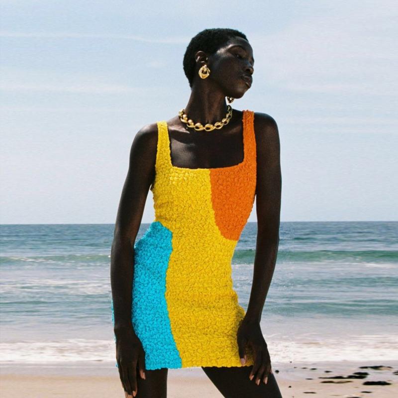 

Casual Dresses Textured Laura Dress Women Summer Knit Sexy Bodycon Spaghetti Strap Mara Beyonc Elegant Hoffman Beachdress, Green mini dress