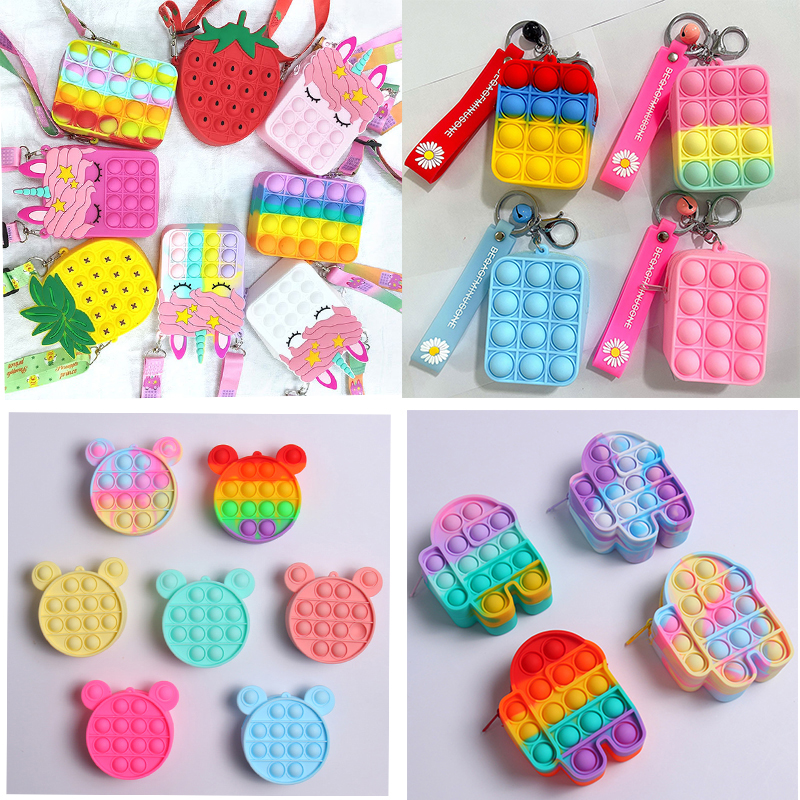 

Fashion 2 Use Fidget Toy Small Bags Children Ladies Coin Purse Decomperssion Finger Pushing Bubble Party Favour Student Crossbody Bag