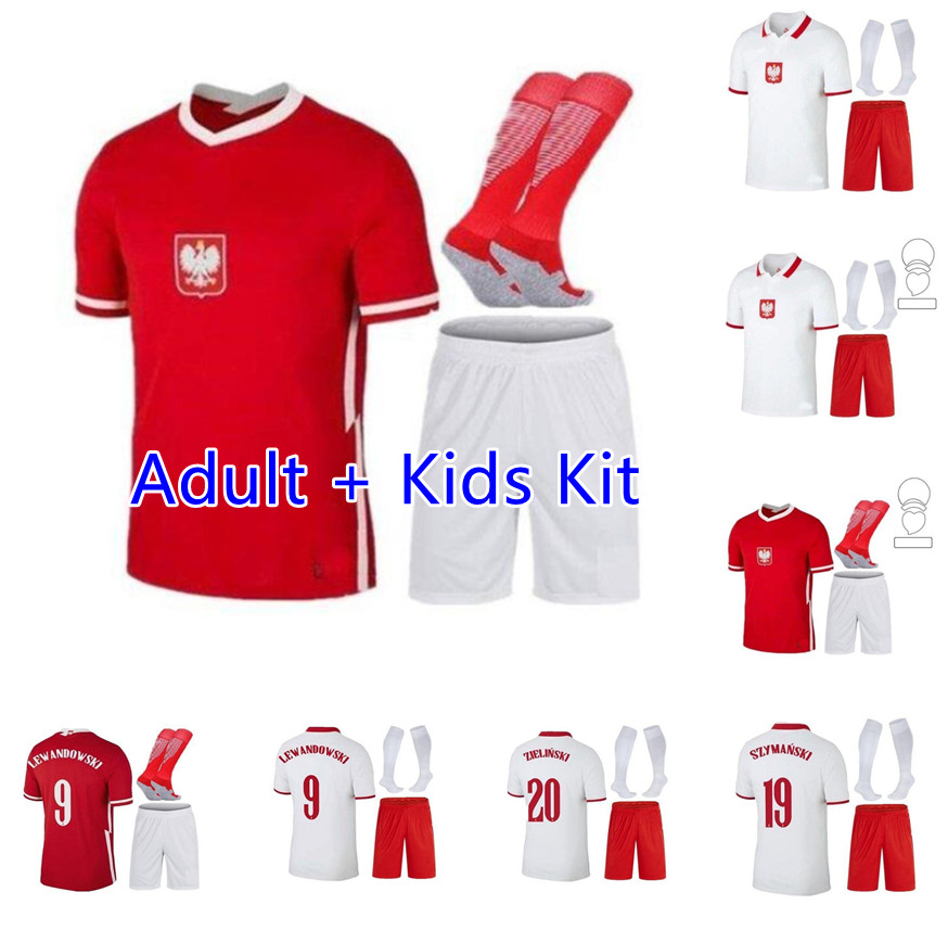 

adult kids kit 2021 2022 Polska Soccer Jerseys  21 LEWANDOWSKI national team Home white away MILIK PISZCZEK PIATEK GROSICKI football Shirts uniform