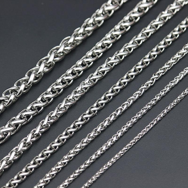 

Chains Est 12 Styles Stainless Steel Wheat Silver Chain Necklaces For Men Women Sport Style Figaro Punk Birthday Gift