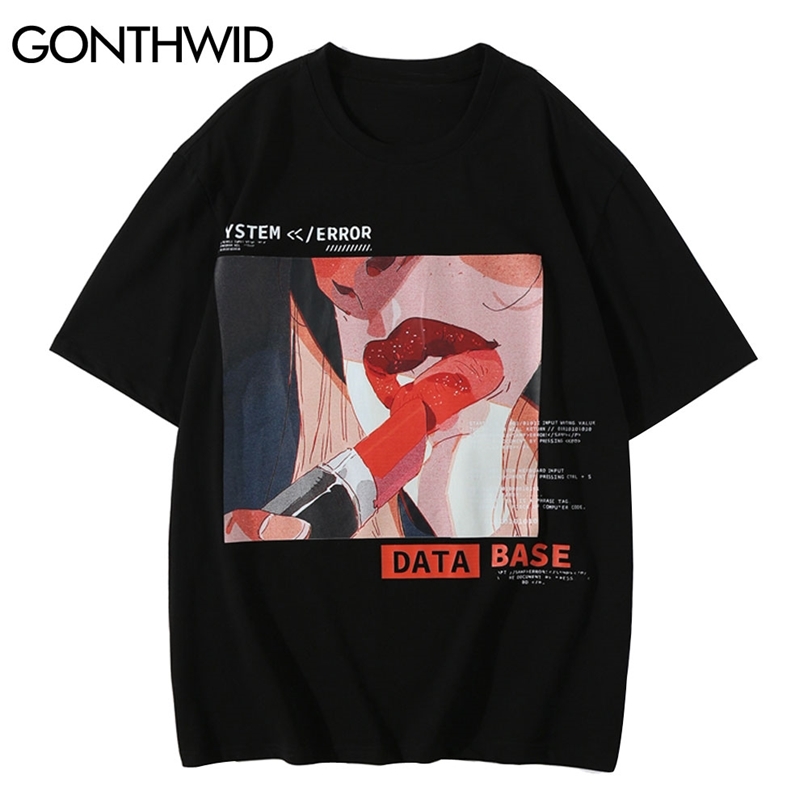 

Tshirts Harajuku Creative Print Casual Cotton Short Sleeve Tees Shirts Hip Hop Fashion Streetwear T-Shirt Summer Tops 210602, Black