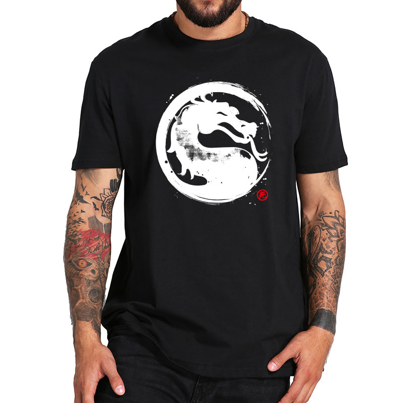 Dragon Tshirt Classic Black White Graphic Print Cool Streetwear Short Sleeve Gifts EU Size Tops Tee Male-image-700989345