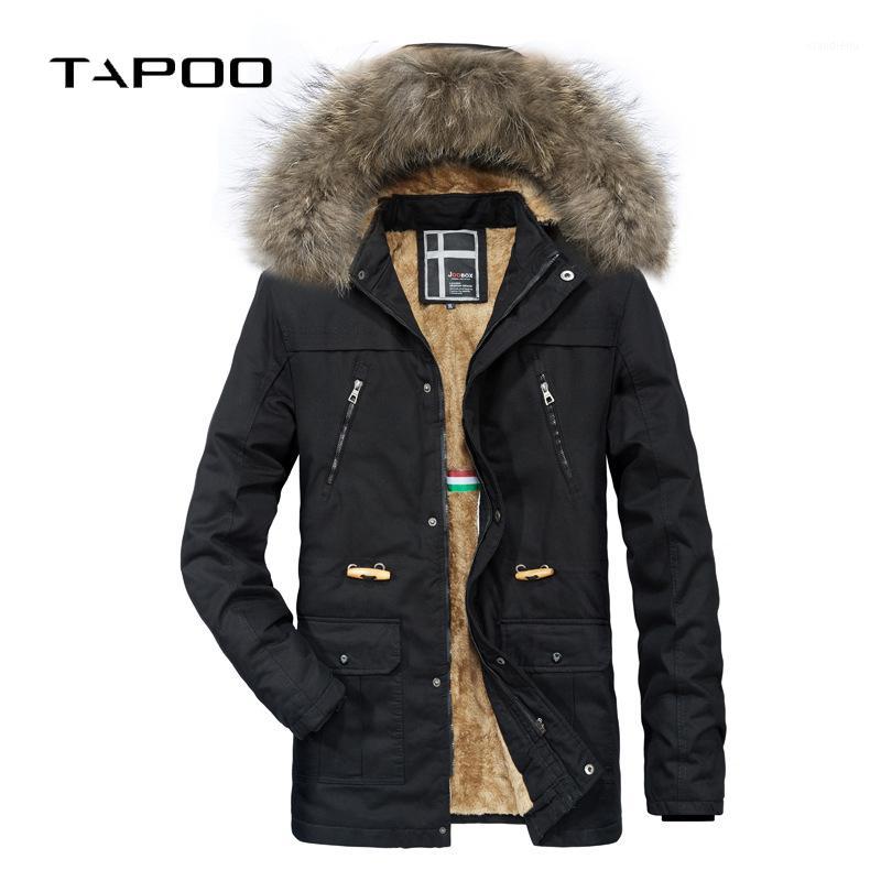 

Men's Down & Parkas TAPOO Men Winter Brand Clothing Casual Warm Thick Long Jackets Hooded Fur Collar High Quality Cotton-Padded Coats Male, Black