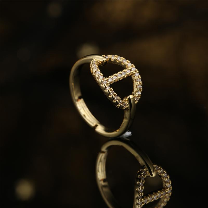 

Cluster Rings 2021 Arrival + Cubic Zirconia Copper Jewelry INS Style Pig Nose Geometric For Women Girl Daily Accessories, Golden;silver