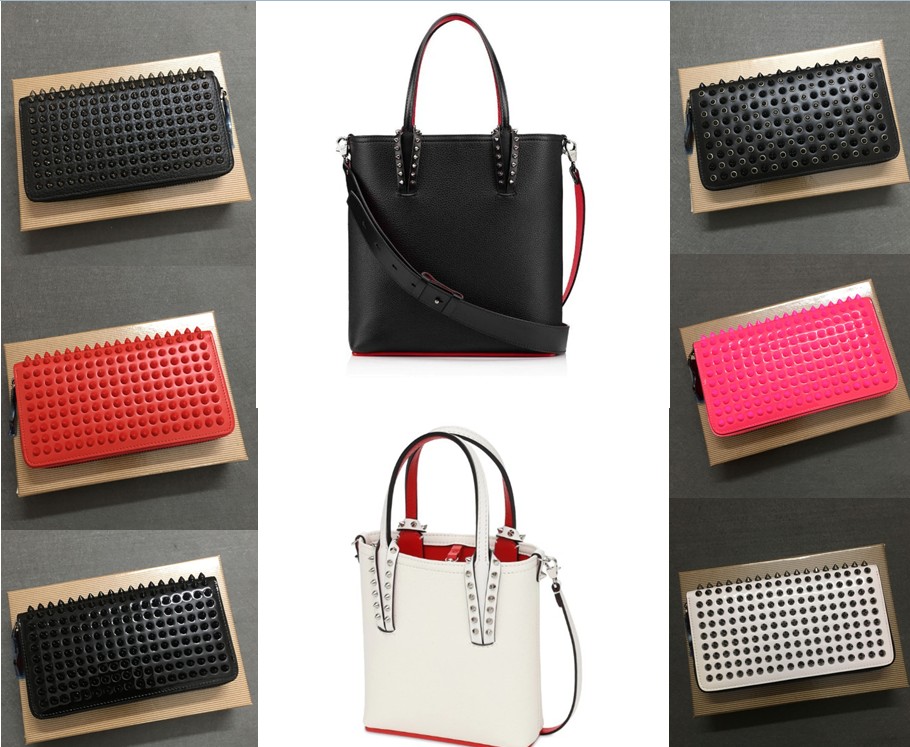 

Handbag+wallets Fashion red bottom Men Women Shoulder Bags Genuine Leather Rivets Spikes Bow Crossbody Tote Designer Handbags Shopping Bag, 17