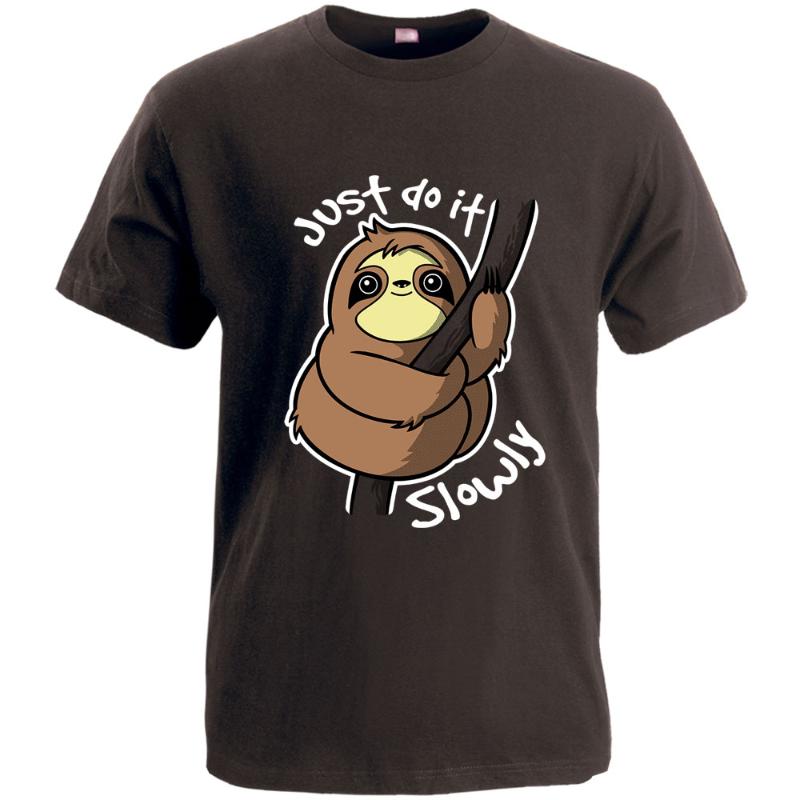 

Summer Trend Style Men's T-Shirts Slow Sloth Cotton Cool Ptinted Tees Shirts Street Funny Men Rock Casual Cute Short Sleeve Tops, Dark gray 6