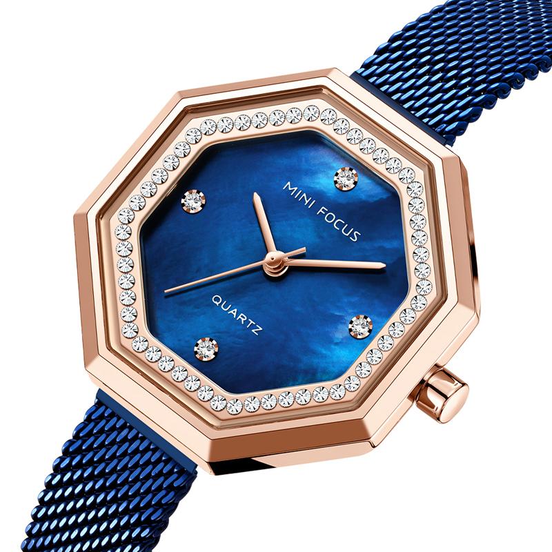 

Wristwatches Luxury Crystal Watch Women Waterproof Blue Steel Strap Ladies Wrist Watches Top Brand Bracelet Clock Whatches Relogio Feminino, 03