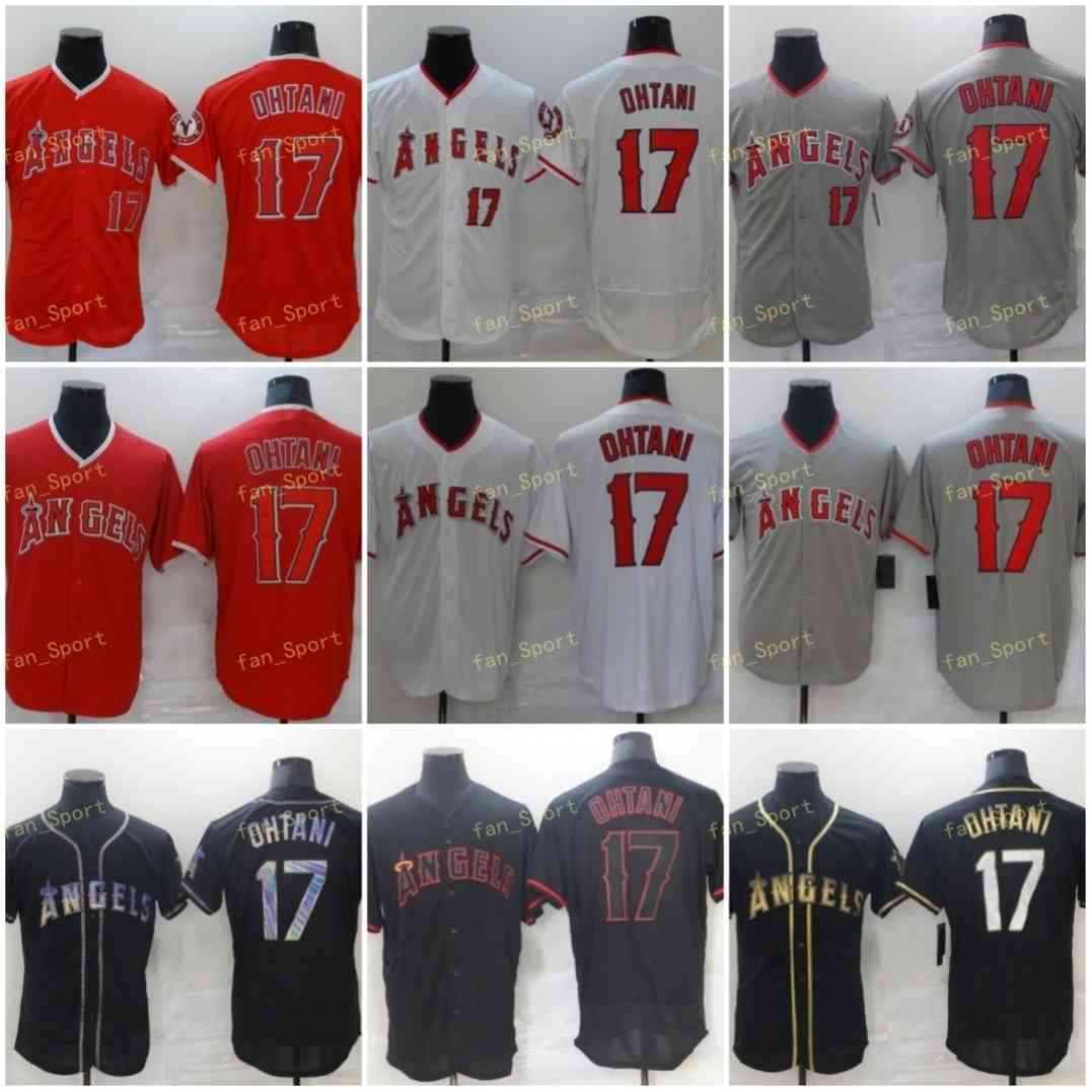 

Mens Baseball Jerseys 17 Shohei Ohtani Stitched Flexbase Cool Base Team White Red Black Grey, Blue;black