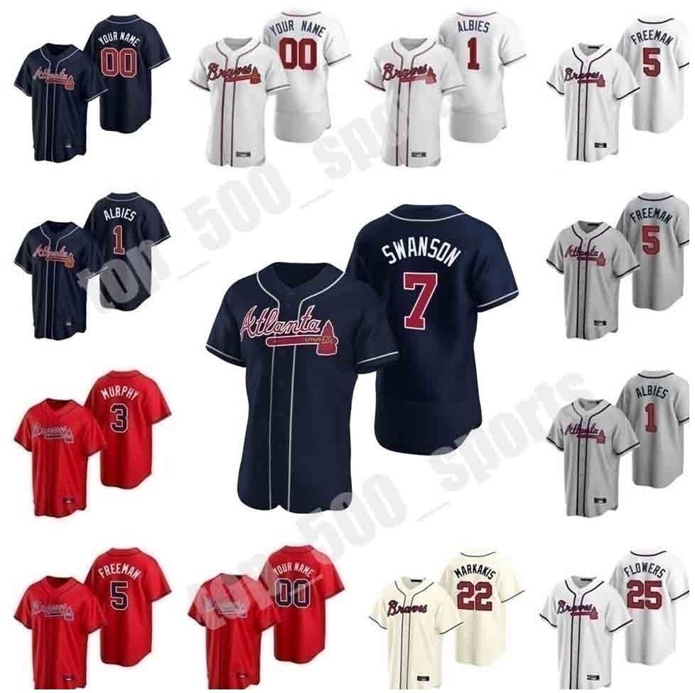

Custom 2021 Atlanta Brave 20 Marcell Ozuna Jersey 5 Freddie Freeman 7 Dansby Swanson 13 Ronald Acuña Jr. 1 Ozzie Albies Mike Soroka Jackson, Colour 11