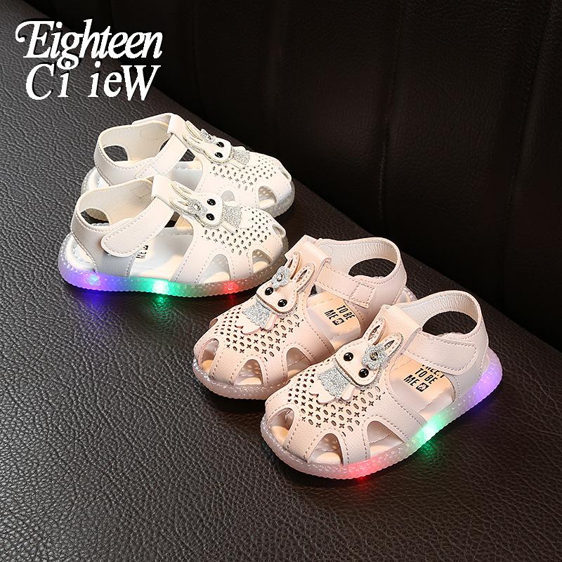 

Sandals Size 21-25 LED Children Glowing Kid Shoes Beach Soft Bottom Boys Running Baby Toddler Slippers, Pink
