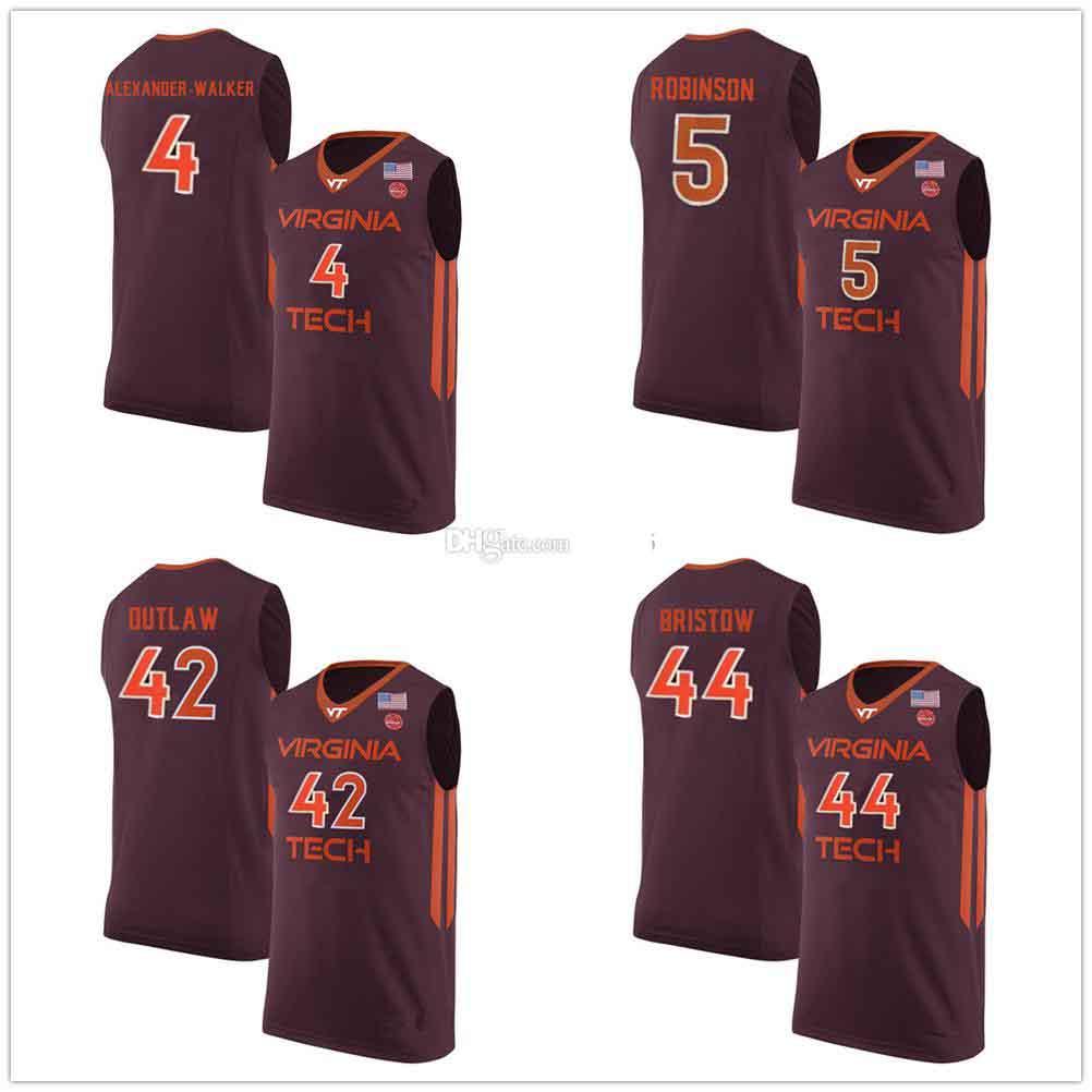 

Virginia Tech Hokies College 4 Nickeil Alexander-Walker Basketball Jerseys 5 Justin Robinson 42 Ty Outlaw 44 Allan Bristow Mens Custom Name, As show