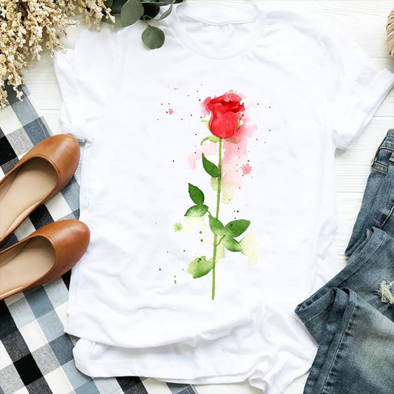 

and women lady cartoon watercolor men womens floral flower printing 90s print clothes graphic female t tee, White;black