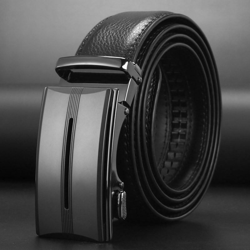 

Belts & Accessories 2021 men's double ayer leather automatic buckle cowhide leather, business leisure wholesale, Black