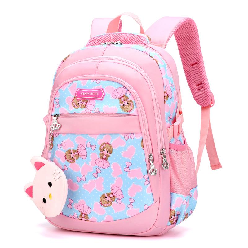 

School Bags Pink Nylon Printing Children Backpack Kindergarten Student Purple Cartoon Cute Girl Schoolbag Waterproof Portable Child 2021 Top, Black