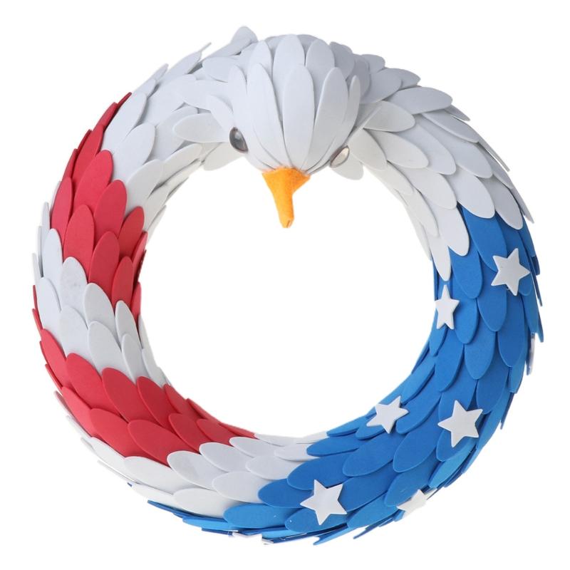 

American Eagle Wreath Patriotic For Front Door 4th Of July Decor 72XF Decorative Flowers & Wreaths