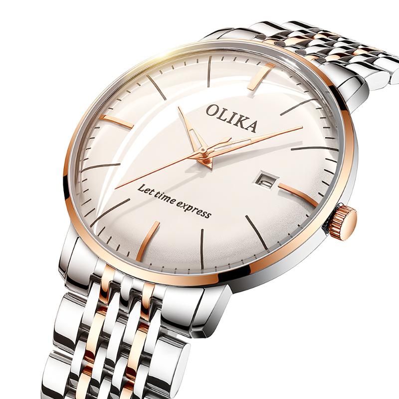 

Fashion Men Watch Business Design Luxury Masculino Quartz Wristwatch Clock Relogio Steel Belt Automatic Calendar Wristwatches, Slivery;brown