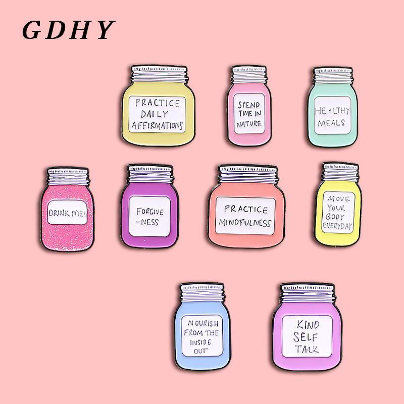 

Pins, Brooches GDHY Style 9 DRINK ME! Cute Drift Bottle Brooch FOR GIVE-NESS,KIND SELF TALK Bubble Enamel Pin Backpack Bag Gift, Gray