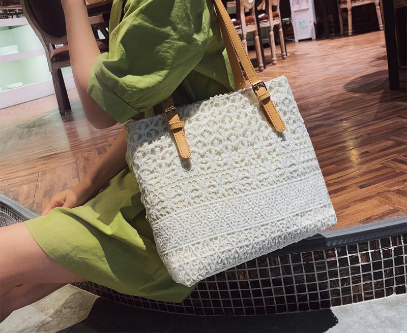 

Fashion Casual Lace Canvas Bucket Cross Body Bag Woman Handbag Women Tote Shoulder White Purses Forever Young