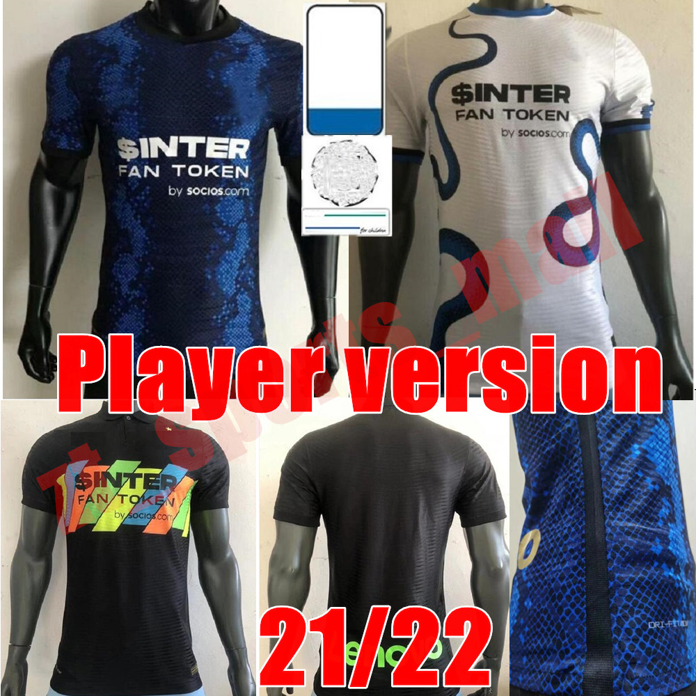 

New adult Men Player version soccer jersey home away 3rd LUKAKU MILAN VIDAL BARELLA LAUTARO ERIKSEN ALEXIS 21 22 football shirt 2021 2022 uniforms, 3rd+league patch