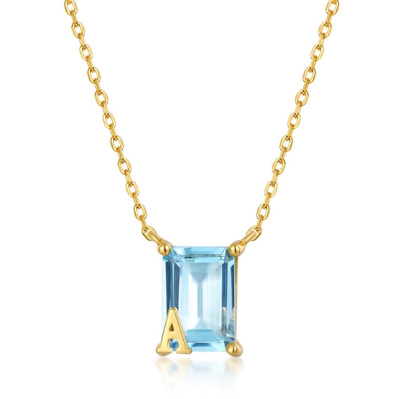 

Chains Luxury Fashion Necklaces 2021 Solid 925 Sterling Sliver Necklace For Women Sky Blue Topaz Real Gold Plated Anniversary